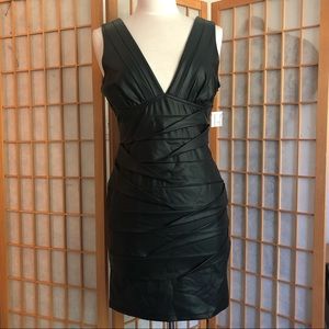 Faux Leather Bodycon Cocktail Dress